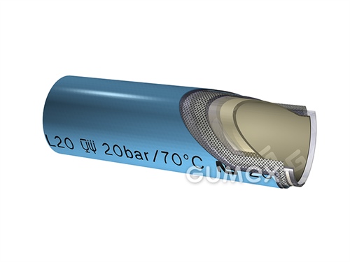 Potravinová hadica na tekuté požívatiny a pre čistenie THERMOCLEAN AL20, 12/20mm, 20bar, PVC/PVC, -15°C/+70°C, modrá